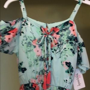 Girls floral cold shoulder romper with maxi